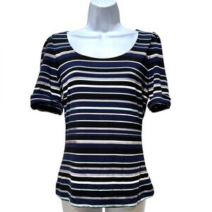 White House Black Market Striped Blue and Black Women's Top Size S Career Office